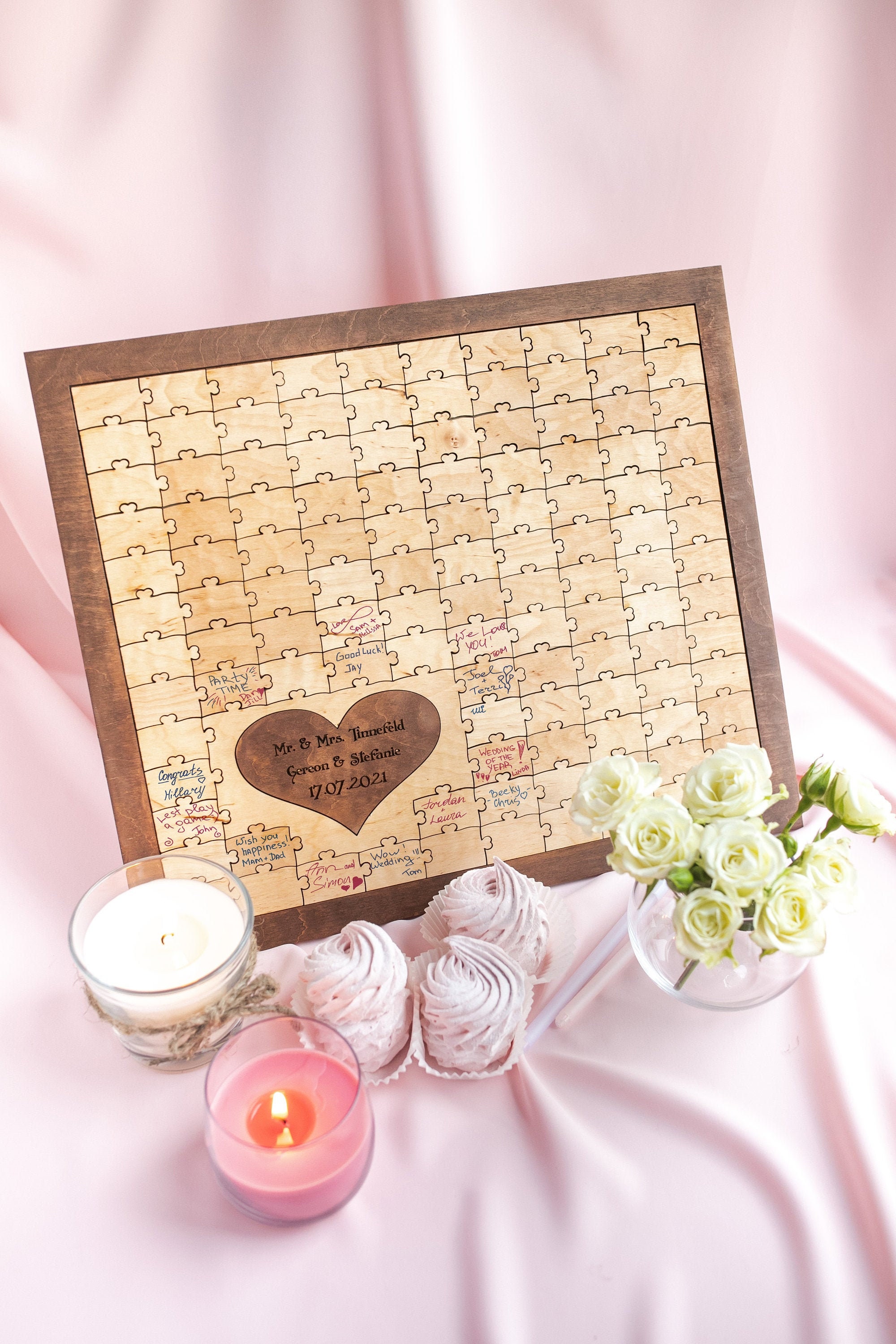 Wood Guest Book Alternative Wedding Guest Book Custom Puzzle Guest Book Wedding Guestbook