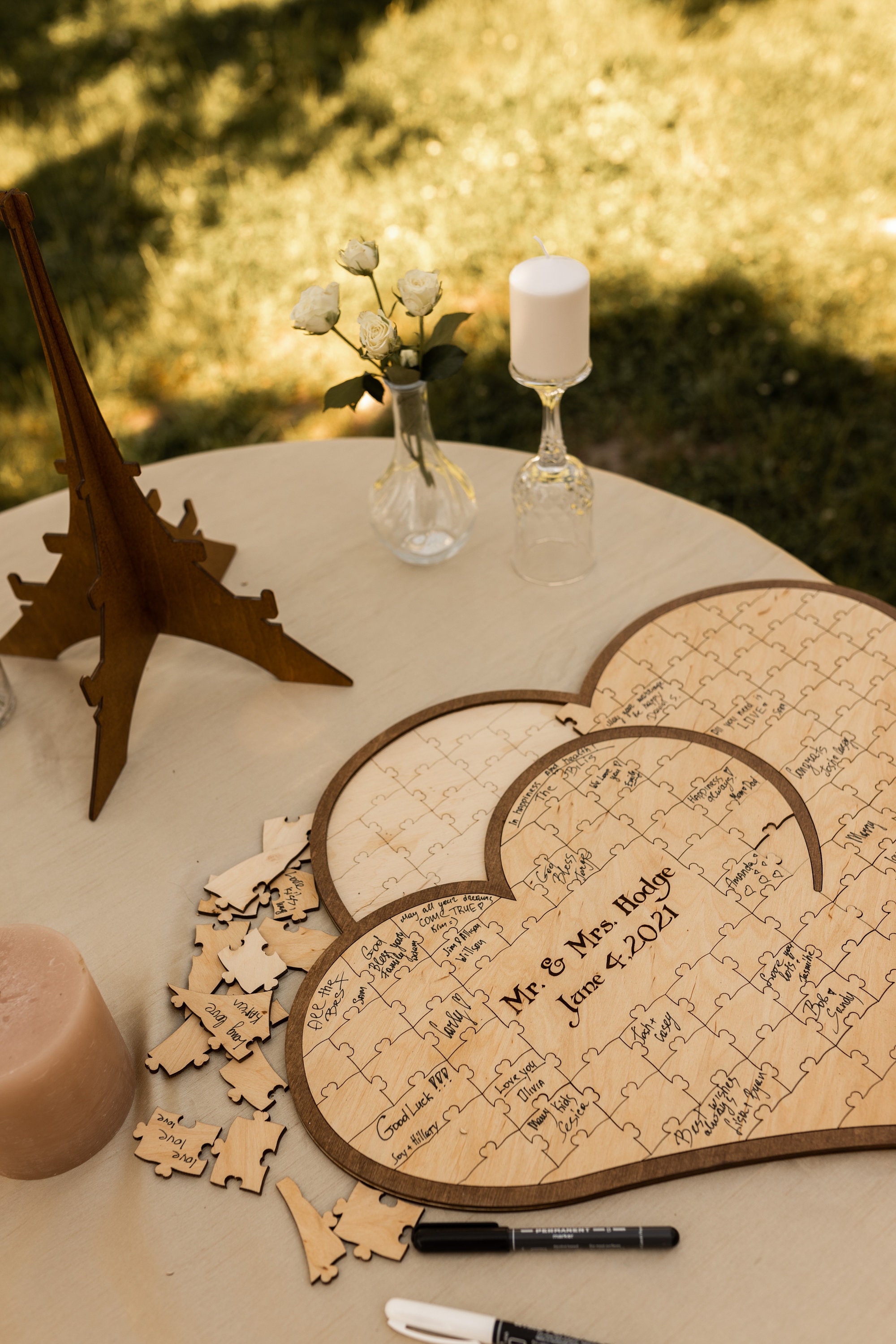 Hearts wedding guest book alternative Wedding puzzle guest book Newlyweds gift for couples Wedding anniversary gift for parents