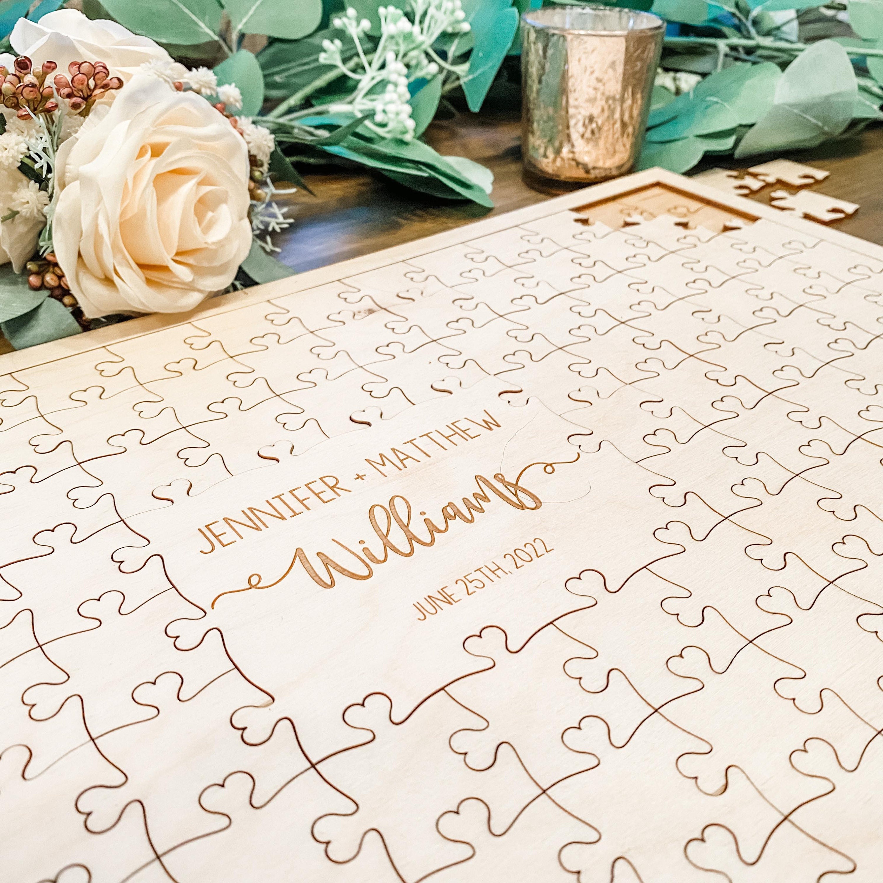 Puzzle Guest Book, Wooden Guest Book, Wedding Puzzle, Heart Guest Book, Guest Book Alternative, Puzzle Sign, 58-132 pieces, Jigsaw Puzzle
