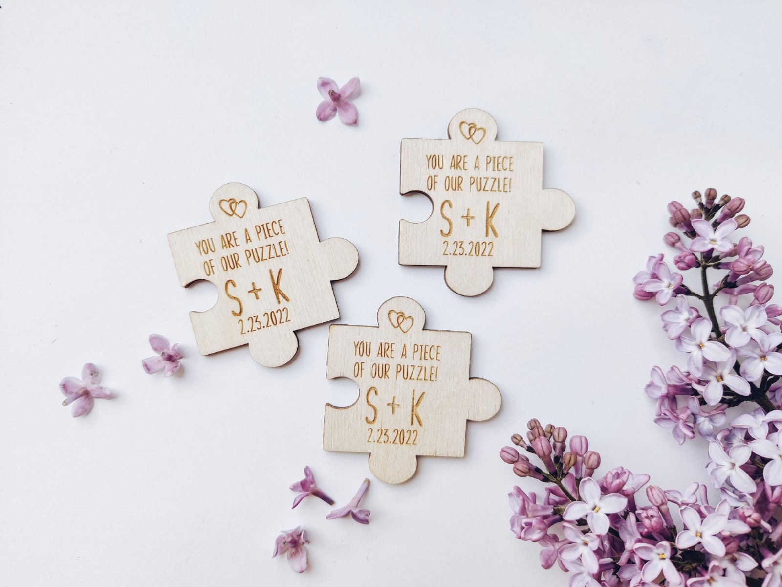 Puzzle Wedding Favor, Thank You Magnets, Save The Date Magnets, Personalized Wedding Magnets For Guests, Thank You Favors, Puzzle wedding