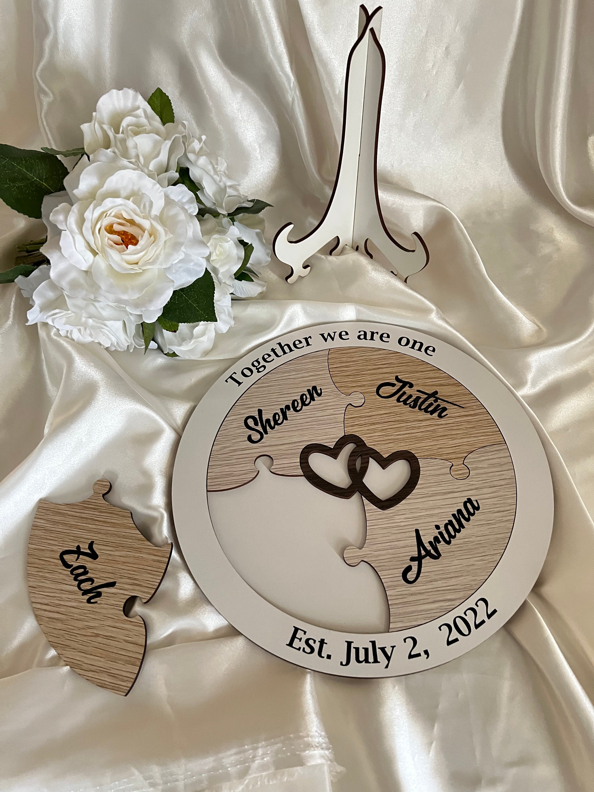 Unity Puzzle for Wedding - White with 4 names